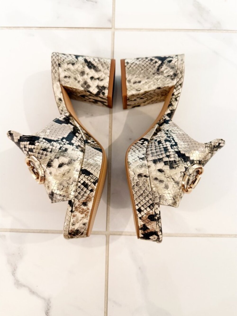 EXE LINA 573 HEEL in BEIGE SNAKE COMBO - Picture 4 of 8
